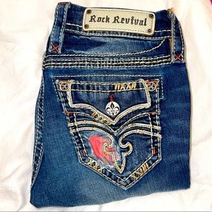 Womens Rock Revival Raven Jeans (plaid pocket) size 27.